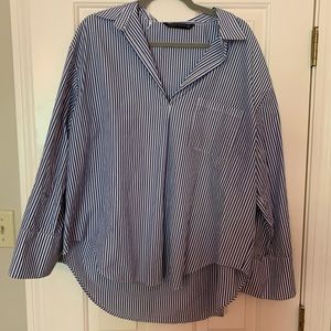 Zara blue striped collared blouse